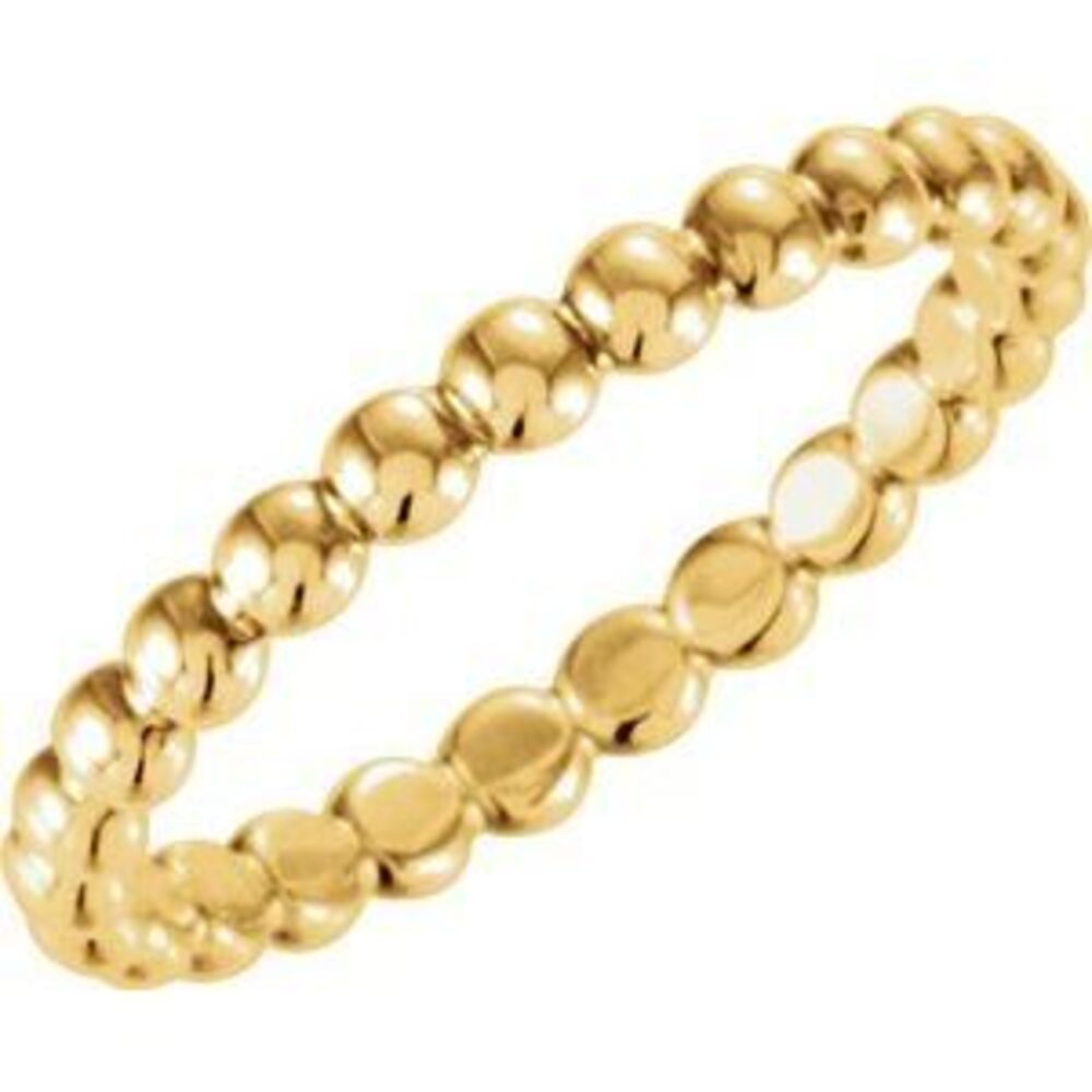 14k Yellow Beaded Stackable Ring - image 1